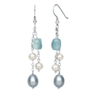 Aquamarine & Freshwater Pearl Dangle Earrings