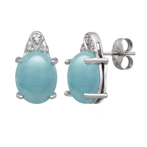 Diamond Accented Aquamarine Stud Earrings Photo