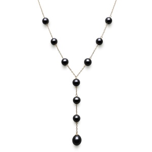 Black Cultured Freshwater Pearl Station Y Necklace Photo