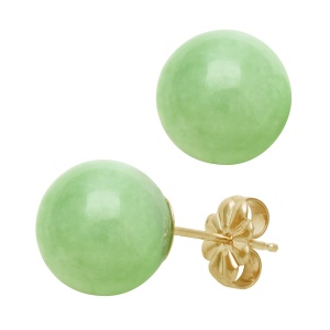 10.0mm Natural Jade Stud Earrings in 14K Yellow Gold Photo