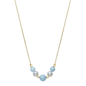 Aquamarine & Freshwater Pearl Chain Necklace Photo