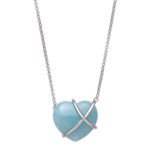 Aquamarine Heart Charm Necklace Photo