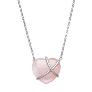 Rose Quartz Heart Charm Pendant Necklace Photo