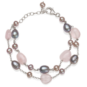 Rose Quartz & Freshwater Pearl Link Bracelet Photo