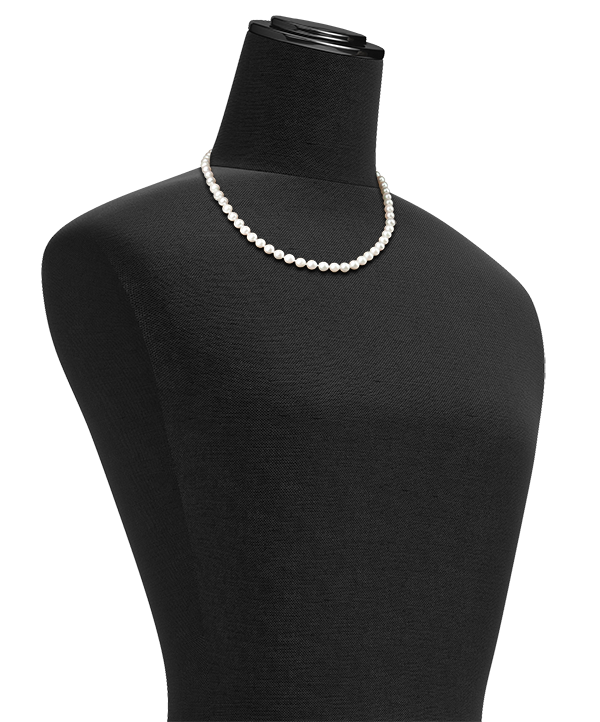 16 inch Choker Pearl Necklace size on Mannequin